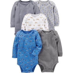 image:imageSimple Joys by Carters Baby Boys LongSleeve Bodysuit Pack of 5BodysuitBlueGreyWhite