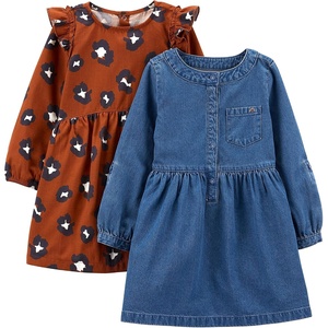 image:imageSimple Joys by Carters Girls 2Pack LongSleeve Dress SetChambrayCheetah
