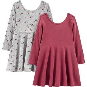 image:imageSimple Joys by Carters Girls 2Pack LongSleeve Dress SetGrey FloralPlum