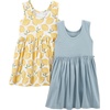 image:imageSimple Joys by Carters Baby Girls Shortsleeve and Sleeveless Dress Sets Pack of 2Dusty BlueWhite Lemon