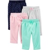 image:imageSimple Joys by Carters Baby Girls 4Pack Fleece PantsCasual PantsAqua GreenLight GreyLight PinkNavy Dots