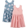 image:imageSimple Joys by Carters Baby Girls Shortsleeve and Sleeveless Dress Sets Pack of 2Dusty Blue FloralPink