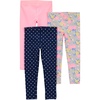 image:imageSimple Joys by Carters Girls 3 pack LeggingsGrey FloralNavy DotsPink