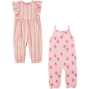 image:imageSimple Joys by Carters Baby Boys 2 Pack JumpsuitsPink StrawberriesWhite Vertical Stripe