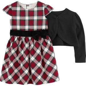 image:imageSimple Joys by Carters Baby Girls 2piece Special Occasion Dress and Cardigan SetBlackRed Plaid