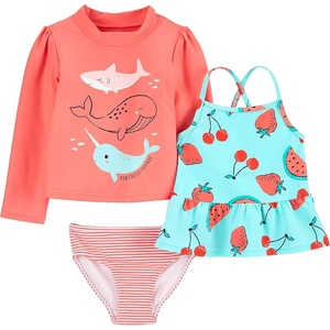 image:imageSimple Joys by Carters Baby Girls 3Piece Assorted Rashguard SetsOrange Sea LifeRed FruitStripe