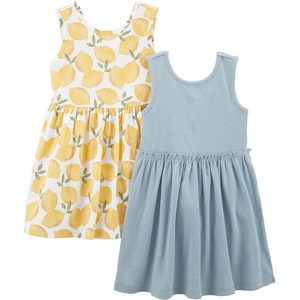 image:imageSimple Joys by Carters Baby Girls Shortsleeve and Sleeveless Dress Sets Pack of 2Dusty BlueWhite Lemon