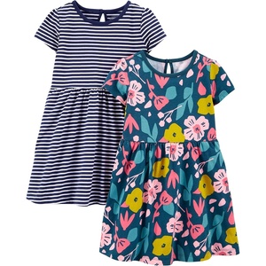 image:imageSimple Joys by Carters Baby Girls Shortsleeve and Sleeveless Dress Sets Pack of 2Navy Floral PrintWhite Stripe