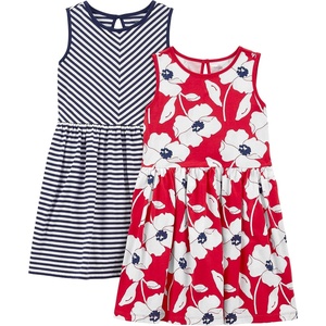 image:imageSimple Joys by Carters Baby Girls Shortsleeve and Sleeveless Dress Sets Pack of 2Navy StripeRed Poppy Print