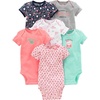 image:imageSimple Joys by Carters Baby Girls 6 Pack Short Sleeve BodysuitMulticolorFloralOwlStripe