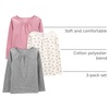 image:imageSimple Joys by Carters Baby Girls LongSleeve Shirts Pack of 3Grey DotsPinkWhite Floral