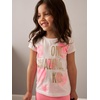 image:imageSimple Joys by Carters BabyGirls 2Pack ShortSleeve Tee ShirtsGrey HeartsPink DinosaurWhite Text Print