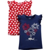 image:imageSimple Joys by Carters BabyGirls 2Pack ShortSleeve Tee ShirtsFloralFireworks
