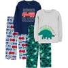 image:imageSimple Joys by Carters Boys 4 piece Pajama SetGreyGreen DinosaurFiretruckHeroes