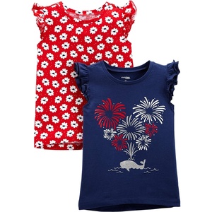 image:imageSimple Joys by Carters BabyGirls 2Pack ShortSleeve Tee ShirtsFloralFireworks