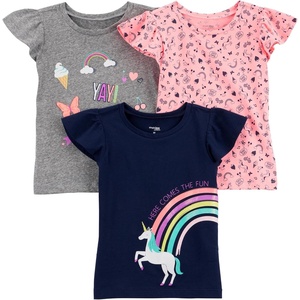 image:imageSimple Joys by Carters BabyGirls 2Pack ShortSleeve Tee ShirtsGrey RainbowLight Orange Mixed PrintNavy Unicorn