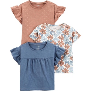 image:imageSimple Joys by Carters BabyGirls 2Pack ShortSleeve Tee ShirtsMochaBlueFloral