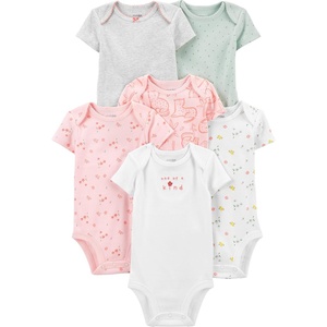 image:imageSimple Joys by Carters Baby Girls 6 Pack Short Sleeve BodysuitPinkMintSafari