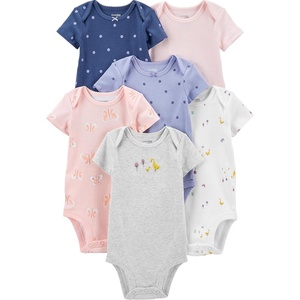 image:imageSimple Joys by Carters Baby Girls 6 Pack Short Sleeve BodysuitVioletPinkButterfly