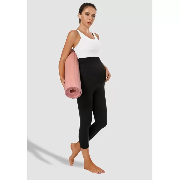Foucome Women's Maternity Capri Leggings Over The Belly Pregnancy Active Workout Yoga Pants