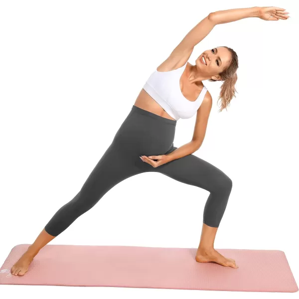 Foucome Women's Maternity Capri Leggings Over The Belly Pregnancy Active Workout Yoga Pants