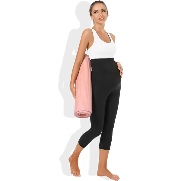 Foucome Women's Maternity Capri Leggings Over The Belly Pregnancy Active Workout Yoga Pants
