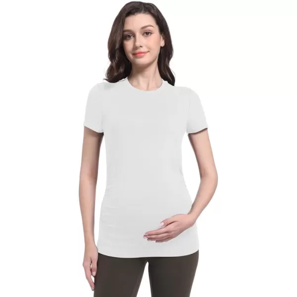Foucome Maternity Workout Tops Side Ruched Short Sleeve Pregnancy T Shirts Casual Athletic Yoga Gym Basic Tops