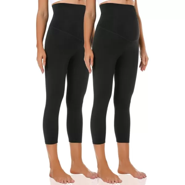 Foucome Women's Maternity Capri Leggings Over The Belly Pregnancy Active Workout Yoga Pants