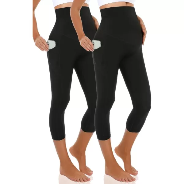 Foucome Women's Maternity Capri Leggings Over The Belly Pregnancy Active Workout Yoga Pants