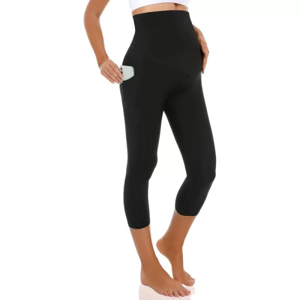 Foucome Women's Maternity Capri Leggings Over The Belly Pregnancy Active Workout Yoga Pants