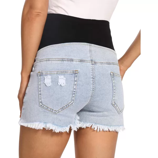 Foucome Women's Maternity Jean Shorts Fit Belly Denim Shorts Pregnancy Summer Casual Short Pants