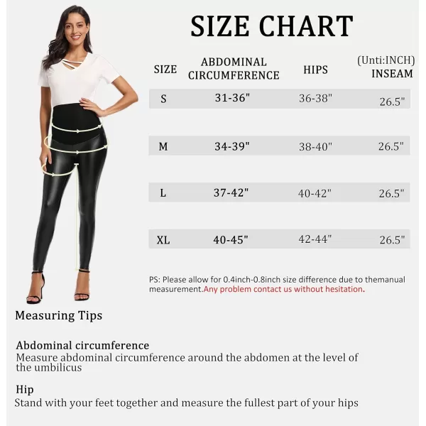 Foucome Maternity Faux Leather Leggings High Waisted Stretchy Comfy Pants Tights Over The Belly