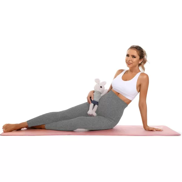Foucome Womens Maternity Leggings with Pockets Over The Belly Pregnancy Workout Leggings Stretch Soft Athletic Yoga Pants2 Pack  Blackmelange Grey