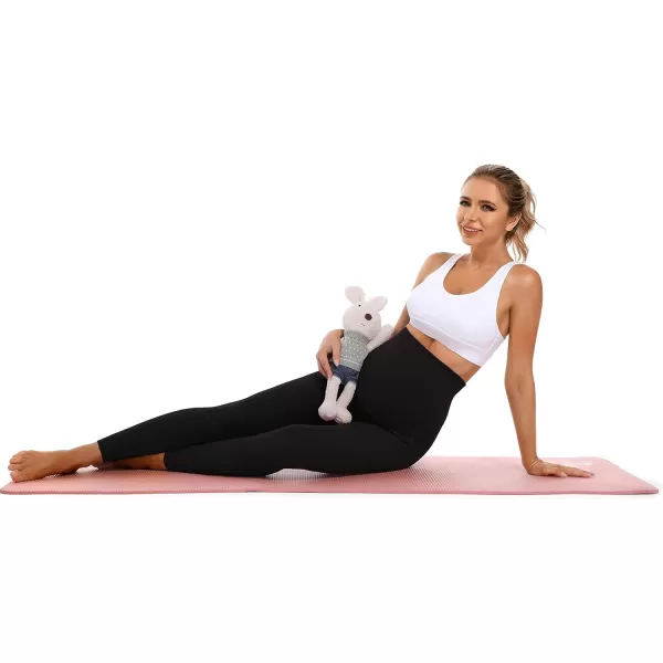 Foucome Womens Maternity Leggings with Pockets Over The Belly Pregnancy Workout Leggings Stretch Soft Athletic Yoga Pants2pack Black