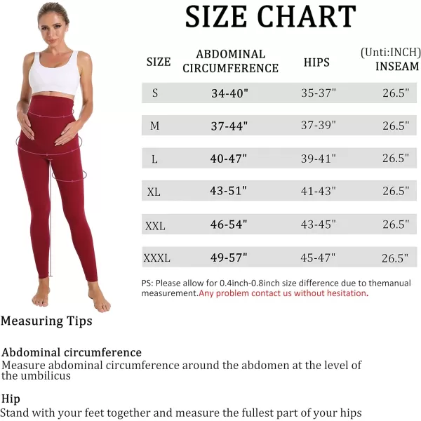 Foucome Womens Maternity Leggings Over The Belly Pregnancy Active Workout Yoga Tights Pants2pack  Blackwine Red