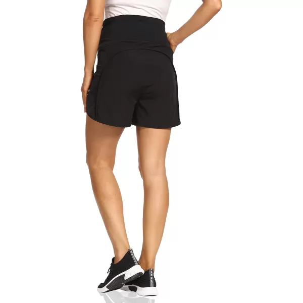 Foucome Womens Maternity Workout Shorts Over The Belly QuickDry Athletic Sports Running Shorts37  Black