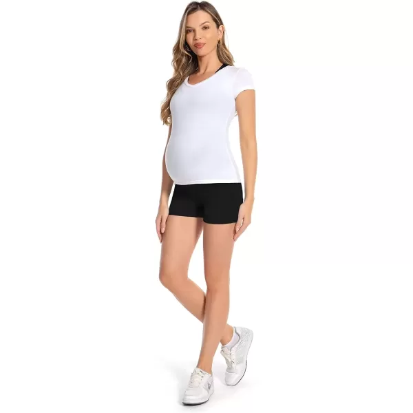 imageFoucome Maternity Denim Shorts Over Bump Ripped Distressed Folded Hem Blue Jean Shorts Comfy Summer Pregnancy Shorts138 Black