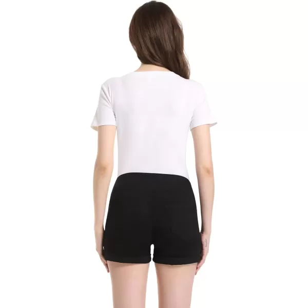 imageFoucome Womens Maternity Ripped Jean Shorts Roll Hem Denim Shorts Pregnancy Summer Shorts43 Black
