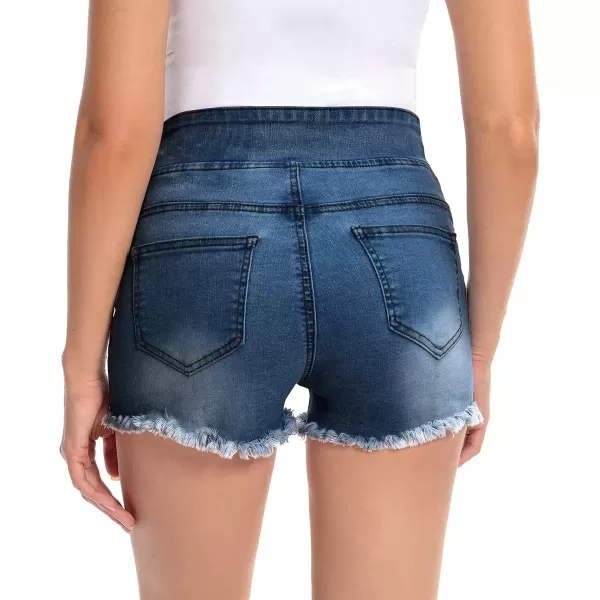 imageFoucome Womens Maternity Ripped Jean Shorts Roll Hem Denim Shorts Pregnancy Summer Shorts47 Dark Blue