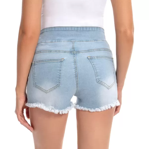 imageFoucome Womens Maternity Ripped Jean Shorts Roll Hem Denim Shorts Pregnancy Summer Shorts47 Light Blue