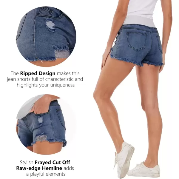 imageFoucome Womens Maternity Ripped Jean Shorts Summer Distressed Denim ShortsA01 Blue