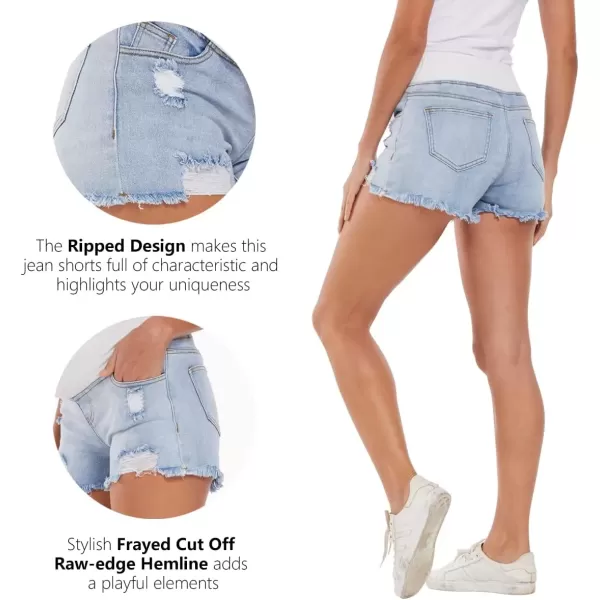 imageFoucome Womens Maternity Ripped Jean Shorts Summer Distressed Denim ShortsA01 Light Blue