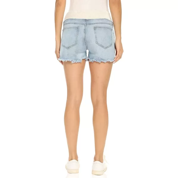 imageFoucome Womens Maternity Ripped Jean Shorts Summer Distressed Denim ShortsC02 Light Blue