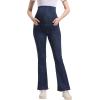 imageFoucome Maternity Bootcut Jeans Stretchy Flare Jeggings Pregnancy Flare Denim Pants Bell Bottoms with PocketsBlue