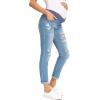 imageFoucome Womens Maternity Jeans Stretch Ripped Boyfriend Jeans Pregnancy Denim Pants with Pockets066  Blue