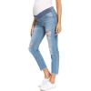 imageFoucome Womens Maternity Jeans Stretch Ripped Boyfriend Jeans Pregnancy Denim Pants with Pockets066  Blue
