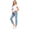 imageFoucome Womens Maternity Jeans Stretch Ripped Boyfriend Jeans Pregnancy Denim Pants with Pockets066  Blue