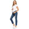 imageFoucome Womens Maternity Jeans Stretch Ripped Boyfriend Jeans Pregnancy Denim Pants with Pockets066  Dark Blue