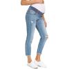 imageFoucome Womens Maternity Jeans Stretch Ripped Boyfriend Jeans Pregnancy Denim Pants with Pockets068  Blue