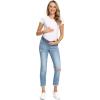 imageFoucome Womens Maternity Jeans Stretch Ripped Boyfriend Jeans Pregnancy Denim Pants with Pockets068  Blue